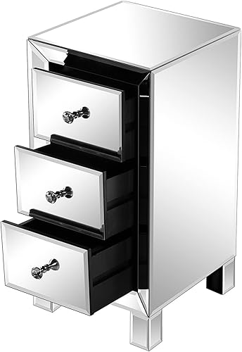 KOWM ctg - Mesita de noche espejo de cajón mesa de café espejo cajón mesita de noche