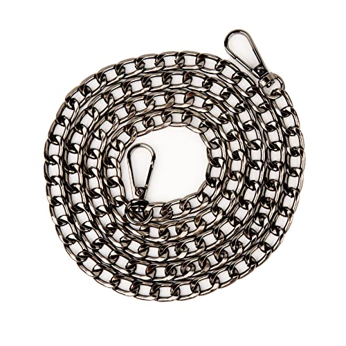 TAIYOU Cadena de bolsillo de 120 cm, cadena plana de color negro, correa para el hombro, correa de repuesto de metal, correa de hombro para mujer, bolso de mano, Negro , 120 cm Cover