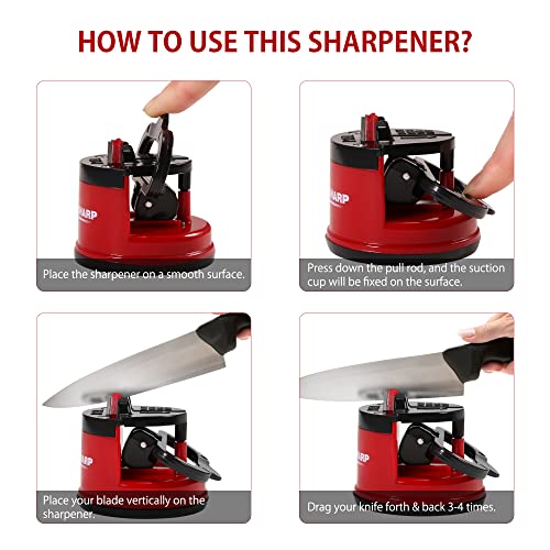 Knife Sharpeners, Xxk Suction Knife Sharpener For Kitchen Knives, Small Knife Sharpeners Smart With Suction Base Pad Cup, Mini Knife Sharpener Portable For Pocket Knife, Round One Hand #TOP3
