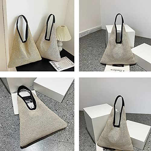 Bolso Tote de Cuero Negro con Asa y Tejido de Paja miniatura 7