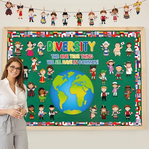 Image of Diversity in Common Multicultural Bulletin Board Decorations Diversity Bulletin Board Decoration Earth Day Activities Educational Classroom Decor Paper Cutouts For Multicultural Classroom Decor