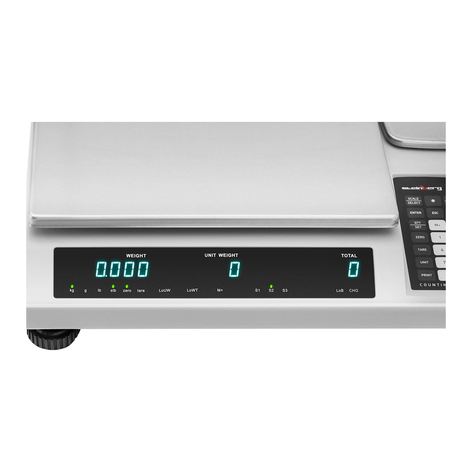 Steinberg Systems Zählwaage 50 kg / 1 g 34,5 x 26 cm 3 LED mit Referenzwaage 25 kg / 0,05 g 11,4 x 11,4 cm Inventurwaage Inventur-Waage Stückzählwaage