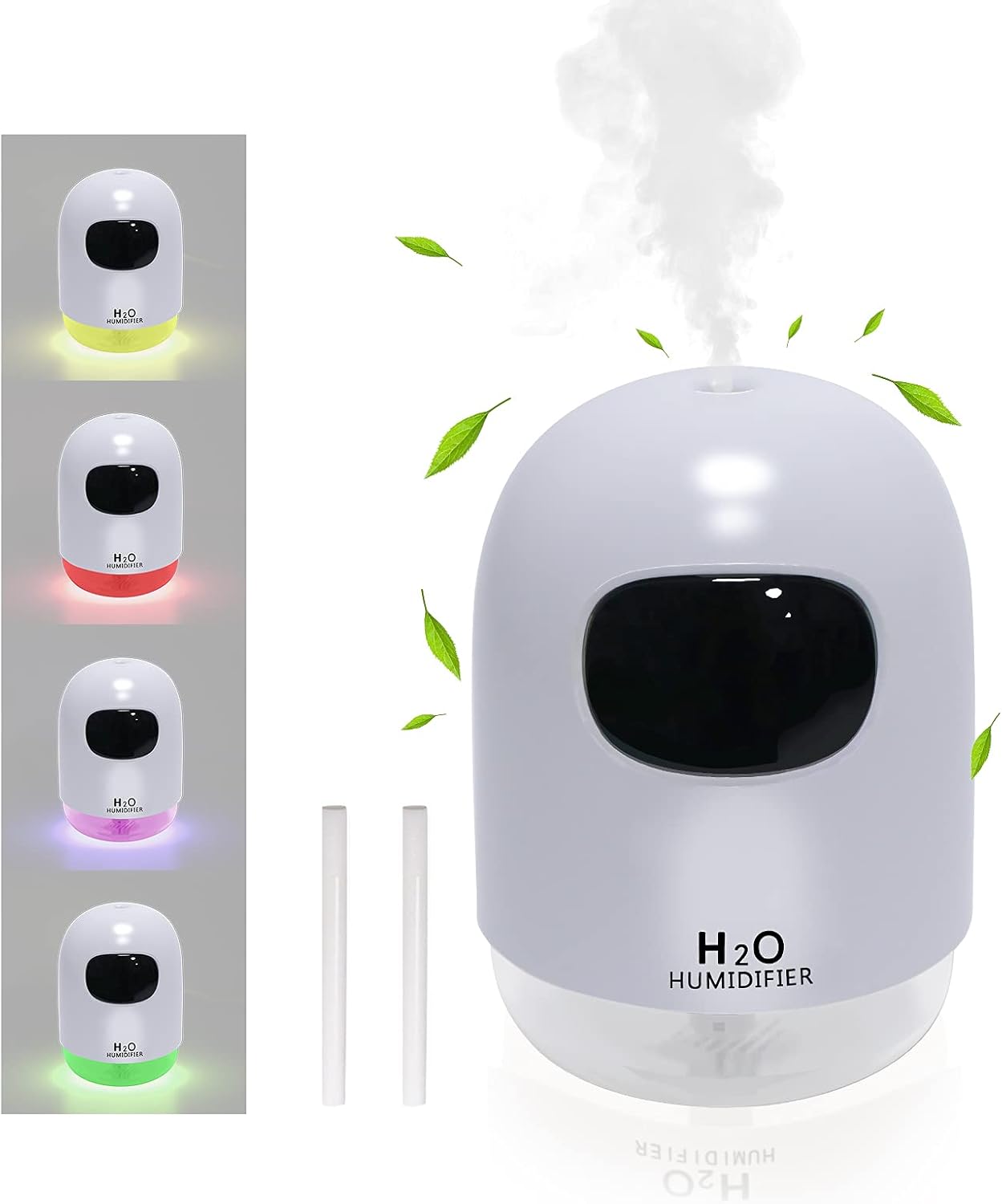 Vlovelife Humidificador Mini 200 ml, Humidificador Bebes con Alimentación USB, Humidificador Ultrasónico para el Hogar, Dormitorio, Oficina y Coche, 7 Colores de Luz LED - 2 Filtros