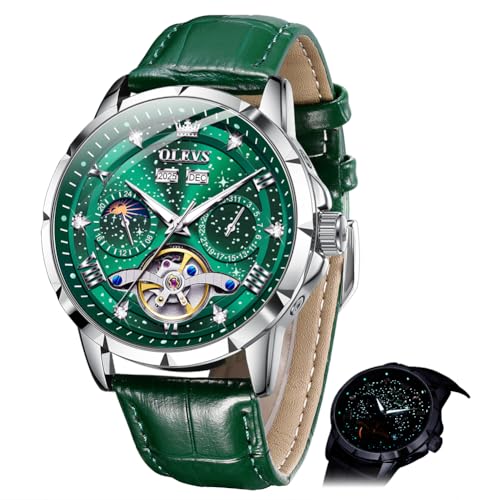 Image of OLEVS Mens Automatic Watches Self-Winding Starry Sky Diamond Skeleton Luxury Wrist Watch Waterproof Luminous
