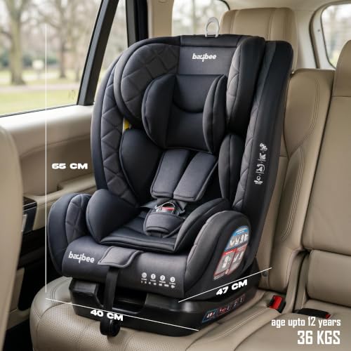 Image of Baybee Convertible Infant Car Seat for Baby 0 to 12 Years with 3 Position Recline, Headrest Height Adjustable | ECE R44 /04 Safety Certified | Travel Baby Car Seat for Toddlers Kids (Black)