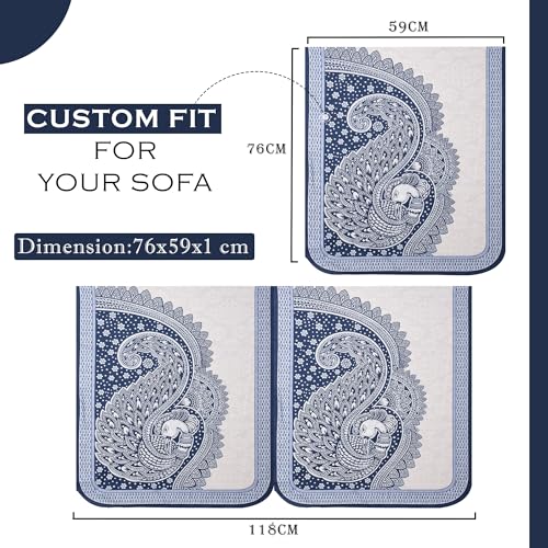 Image of Kuber Industries Sofa Cover | Net 2+1+1 Seater Sofa Slip Cover Set | Couch Sofa Cover Set | Sofa Cover for Home | Sofa Slipcover Set | Sofa Cover for Living Room | Mor Digital-837 | Blue