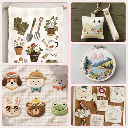 Image of 8 Sheets 8 Colors Aida Cloth 14 Count Cross Stitch Fabric, Pre-Cut Squares Fabric for Craft Embroidery, Handmade Needlework, DIY Handicrafts (Natural, 5.9x5.9 Inch)
