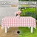 Grandipity 12 Pack Premium Disposable Plastic Tablecloth 54 Inch. x 108 Inch. Decorative Rectangle Table Cover - Pink Checkered Gingham