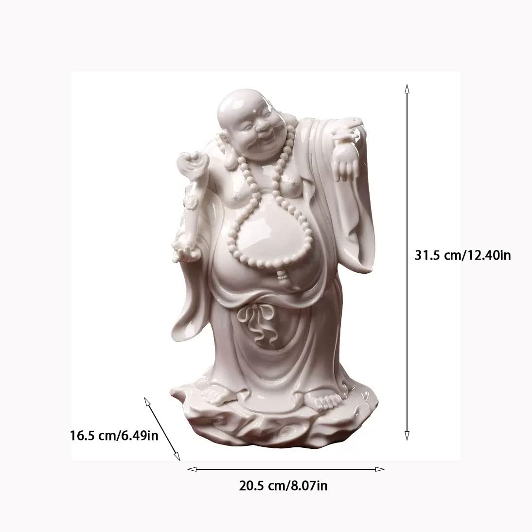 Estatua de apareamiento Cerámica Zen Adoración Hogar Porcelana Blanca Gran Vientre Maitreya Buda Riendo Adorno Artesanal Estatuilla Sentado Escultura Decoración
