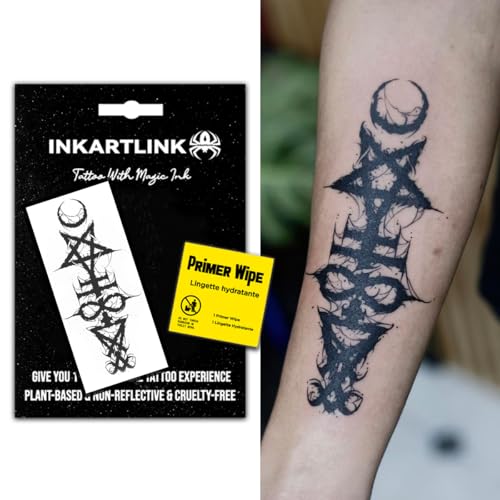 INKARTLINK Temporary Tattoos, Large Semi Permanent Tattoos, Adult Art Designs, Party Favors, Waterproof, Realistic, No Adhesive, No Reflective, Lasts 1-2 Weeks (Ancient Symbols 3)