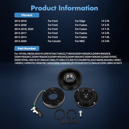 Image of ECCPP AC Clutch Fit for Ford Fusion Edge for Lincoln MKZ 2.0L 2013-2020