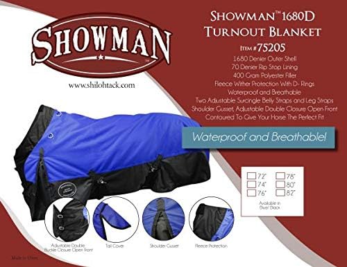 Showman The Waterproof and Breathable 1680 Denier Turnout Blanket (80)
