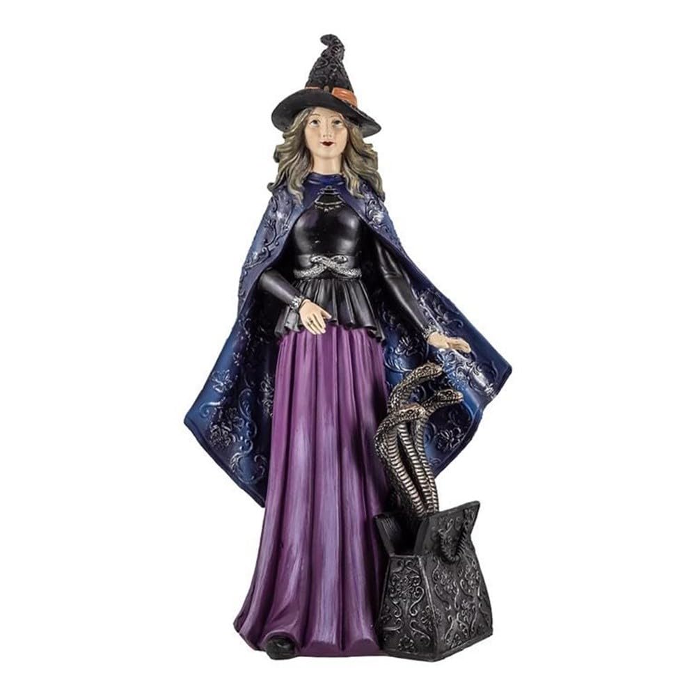 Strega Figura 41 cm. Dettaglio Serpenti Immagine Resina Colore