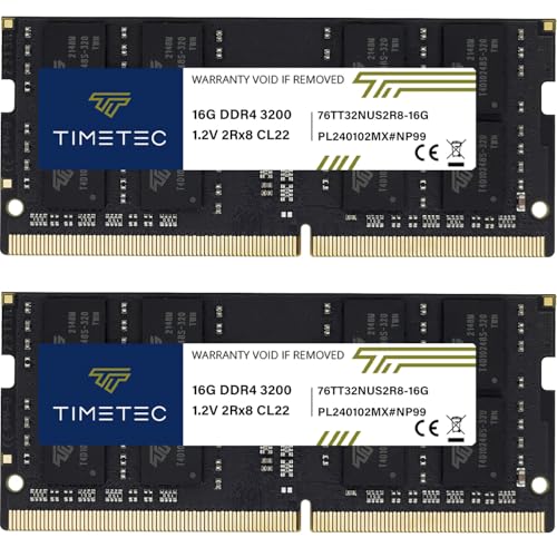 Timetec 32GB KIT(16GBx2枚) DDR4 ノートPC用メモリ 3200MHz(PC4-3200AA) PC4-25600 SODIMM 260 Pin 1.2V CL22 Non-ECC Unbuffered ノートPC ミニPC オールインワンPC用（Amazon）