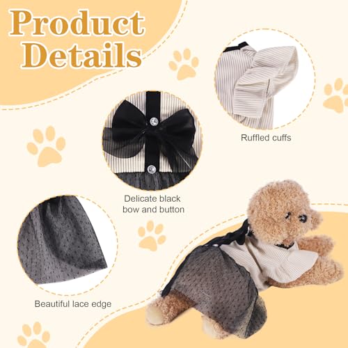 Fnaobai Tutu-Kleid für Hunde, Welpen, Sommer, Schleife, Katze, Vintage, Spitzenrock, Tank-Top, Frühlingskleidung, Outfits für kleine, mittelgroße Hunde und Katzen