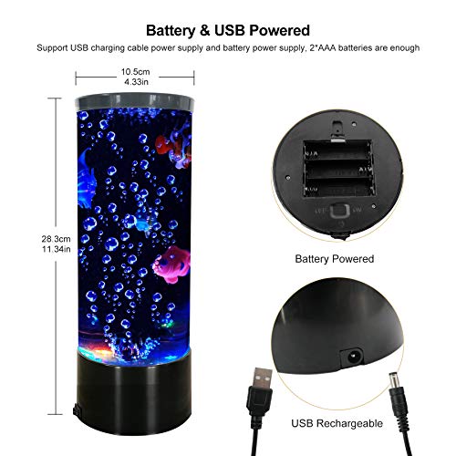 Mini Fish Lava Lamp Bubble Led Multi-Color Changing Aquarium Light With 4 Artificial Fish Night Light For Home Office Living Room Decor Gifts For Men Women Kids #TOP2