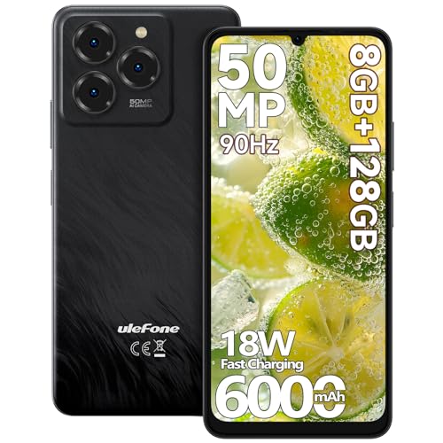 Ulefone Note 20 Pro Smartphone 12GB+128GB/1TB TF Octa-Core 50MP+8MP Batería 6000mAh 18W 6,75' 90Hz Android 14 Teléfono Móvil, 4G Dual SIM Fingerprint+Face ID/OTG/GPS Garantía de 2 años - Negro