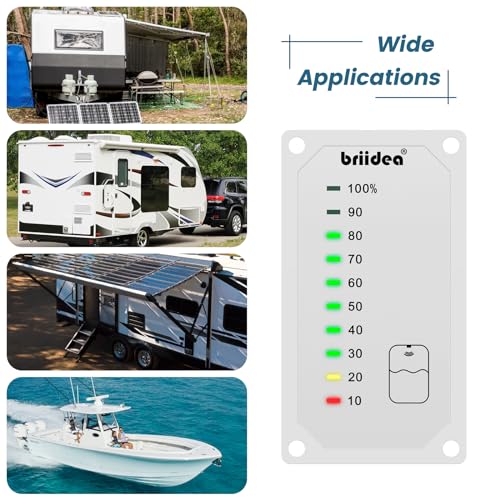 Image of briidea RV Tank Sensor Monitor Panel, RV Water Tank Level Monitor with LED Indicator, Allow You to Replenish The Water Tank in Time, Powered by 7-32V DC, Ideal for RV Motorhome Caravan