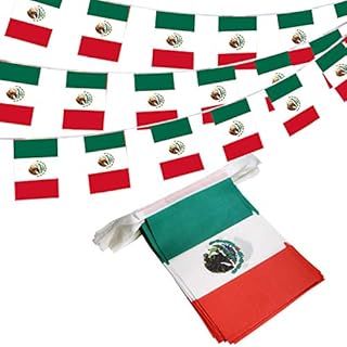 ANLEY United Mexican States String Pennant Banners, Patriotic Events 16th of September Mexican Independence Decoration Sports Bars - 33 Feet 38 Flags