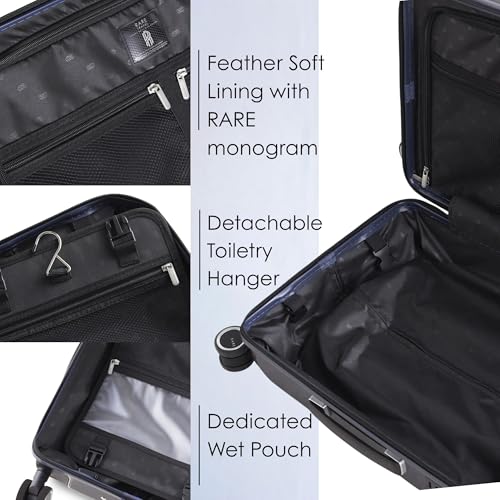 Image of Rare Rabbit Gallardo Cabin Size Matte Grey Hard Trolley Bag Polycarbonate Antiscratch Travel Suitcase with 8 Silent Wheels and a Sturdy TSA Lock - Luggage for Men & Women