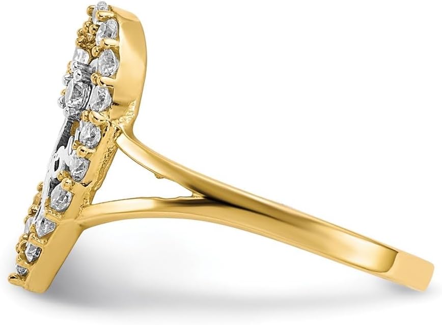 Diamond2Deal 10k Yellow Gold and Rhodium Plated I Love You CZ Heart Ring Size 6