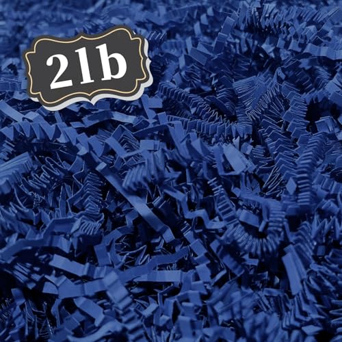 Image of ZEBMOON 2 LB Navy Blue Crinkle Cut Paper Shred Filler Great for Gift Wrapping, Basket Filling, Birthday, Wedding, Halloween, Thanksgiving, New Year Party Decorations Filling Supplies