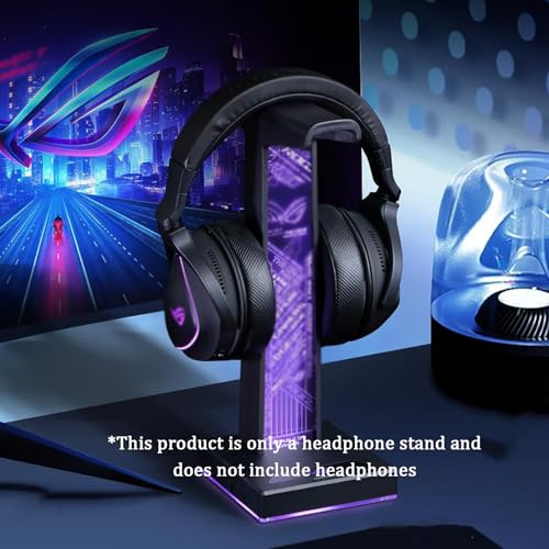Supporto per cuffie da gioco, in acrilico con illuminazione RGB, 2 porte USB, jack audio da 3,5 mm, 10 modalità di illuminazione, accessori per giochi per computer per tutti gli auricolari