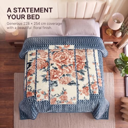 Image of BSB HOME 280 GSM Mink Blanket, Premium Soft Warm Cozy Plush Blanket for Double Bed, Ultra Soft Comfortable Winter Bedding, Elegant Printed Blanket, 90 x 100 Inches (229 x 254 cm) - Deep Teal