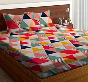 HIYANSHI HOME FURNISHING Glace Cotton King Size Double Bedsheet Soft Brushed Glace Cotton -Long Lasting & Wrinkle Free Along with 2 Pillow Covers (RS-3)