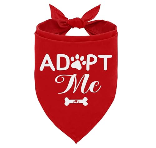 Adopt Me Dog Bandana, Pet Triangle Scarf for Rescue Adoption Event Shelter Foster Dog Meet Photo Outfit, Puppy Neckerchief for Small Medium Dogs (Red)