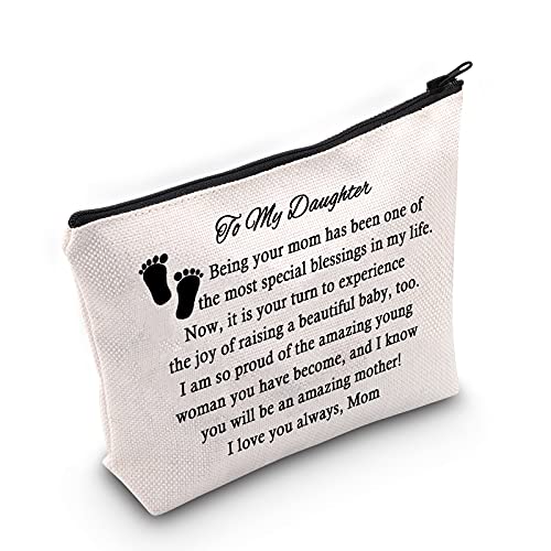 First Time Mommy Makeup Bag Mommy To Be Cosmetic Pouch You Will Be An Amazing Mother Travel Bag Pregnancy Announcement Gift (to my daughter on your pregnancy bag)