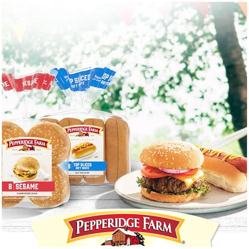 Image of Pepperidge Farm Sesame Topped Hamburger Buns, 8-Pack Bag