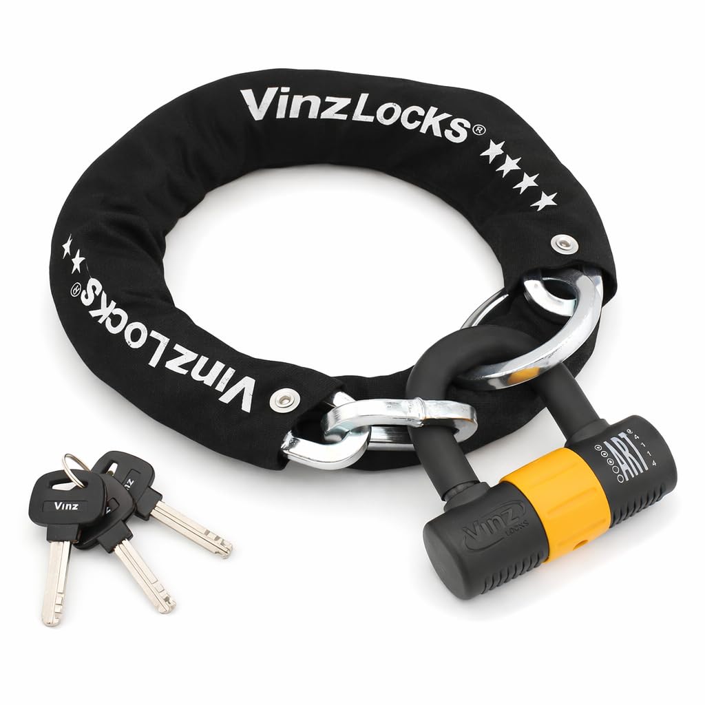 VINZ Kungur Antivol Scooter | Cadenas de chaîne ø10mm | Certification Art 3 |pour Moto, cyclomoteur, vélo électrique | Verrouillage de chaîne Loop U-Lock sécurisé | 100-300 cm x (100 cm)