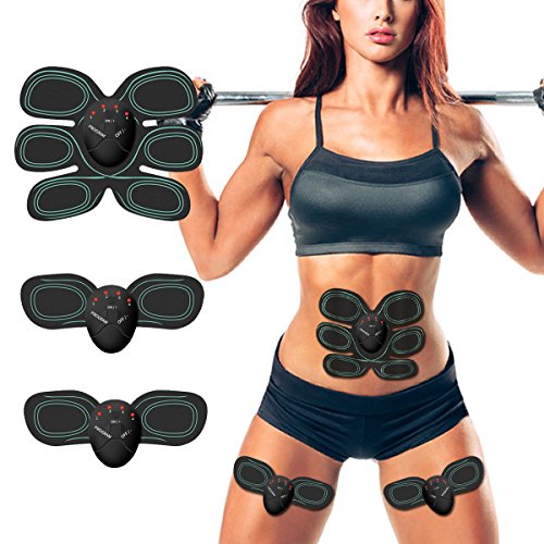 ESMK - Elettrostimolatore muscolare per addominali, cintura massaggiante, unisex, nero / verde
