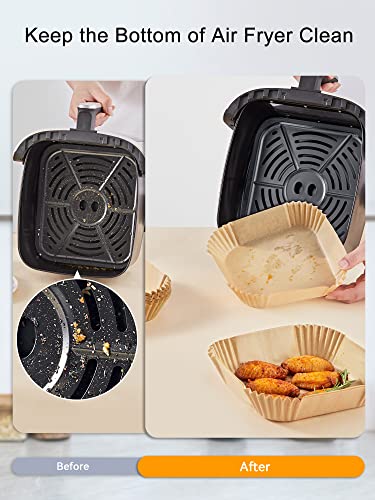 Smartake Air Fryer Liners, 120 Pcs Air Fryer Disposable Paper Liner, 6.1" Square Airfryer Basket Parchment Paper Liners, Non-Stick Oil-Proof For Frying Baking Roasting Oven, Fit 2-3 Qt, Unbleached #TOP1