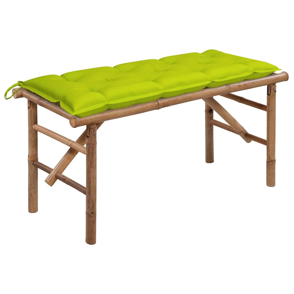 Składana ławka ogrodowa z bambusa z poduszką 118 cm