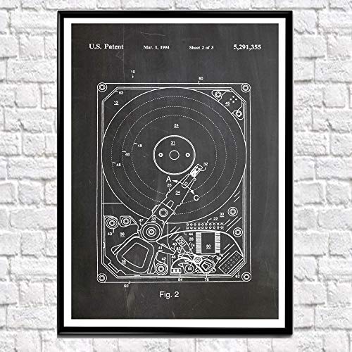 Póster tecnológico de disco duro para computadora Wall Art Computer Prints Computer Decor IT Posters Computer WB156 (11,7 x 16,5 (A3), pizarrón, color negro 🔥