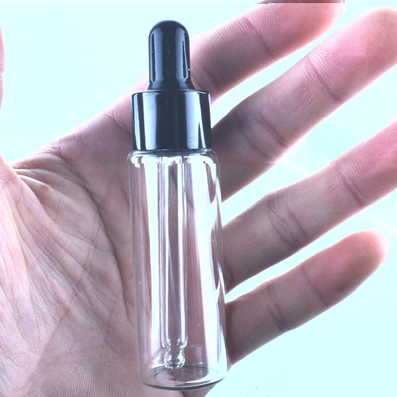 50pcs / lot Frasco cuentagotas de vidrio transparente Aromaterapia Tapa de metal líquido Suero / Pipeta de aceite de masaje básico esencial Botella recargable-5ml, Oro con blanco