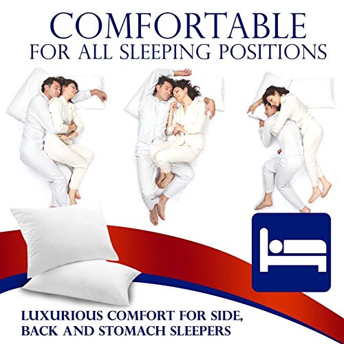 White Classic Bed Pillows for Sleeping 2 Pack, Queen Size Pillow Side Sleeper Set, Down