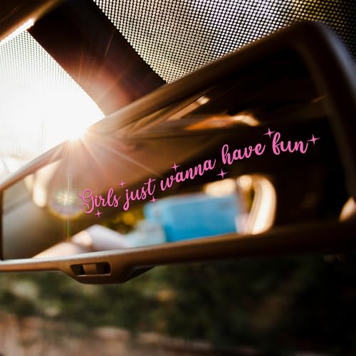 Image of Set 2Pcs Pink Girl Wanna Fun Rearview Mirror Decal