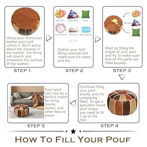   Thgonwid-Unstuffed-Handmade-Moroccan-Round-Pouf-Foot-Stool-Ottoman-Seat-Faux-Leather-Large-Storage-Bean-Bag-Floor-Chair-Foot-Rest-for-Living-Room-Bedroom-or-Wedding-Gifts-Multi-Color