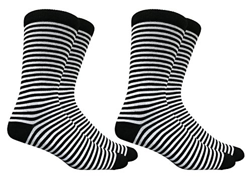 Men's Black and White Stripe Socks - 2 Pairs - Main Image