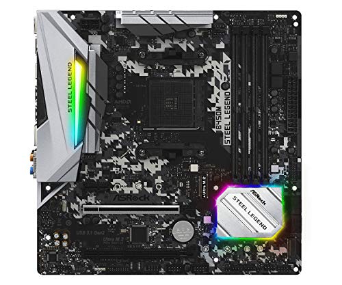 Placa Mãe AM4/USB 3.1/Type-C/Displayport, HDMI, ASRock, B450M Steel Legend glide