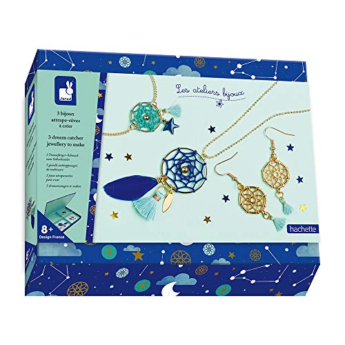 Janod - Coffret 3 Bijoux Attrape-Rêves à Créer - les Ateliers Bijoux - Kit Loisir Créatif Enfant - Apprentissage Motricité Fine et Créativité -- dès 8 ans, J07933