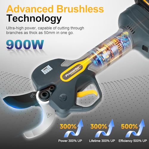 2-in-1 Electric Secateurs Cordless Pruning Shears with Extension Pole 8.2-ft, Professional Tree Pruner Electric Scissors for Gardening Cordless 50mm (2 inch) Cutting Diameter PR-E50-Set - Image 4