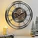 CLXEAST 28 Inch Large Moving Gear Wall Clock for Living Room Decor, Modern Farmhouse Wall Clock for Home Office,Brass Gold,House Warming Gifts New Home