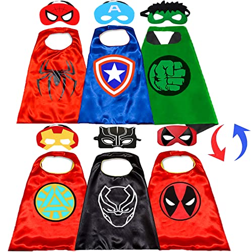 Superhero Capes for Kids Superhero Double Side Capes and Mask Best Superhero Toys and Kids Gifts(3Pcs)
