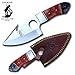 8" The Bone Collector Black Orange Color Acrylic Handle Full Tang Hunting Guthook Knife with finger Hole and Leather Sheath
