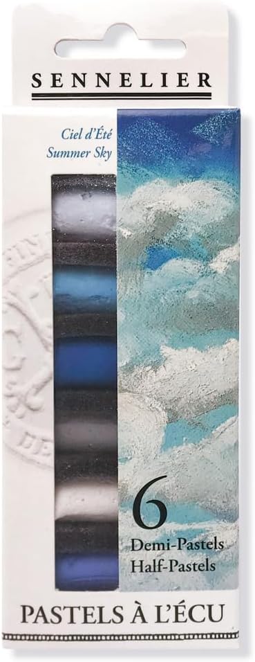 SENNELIER Extra-Soft French Pastel for Professional Artists, Half Pastel Summer Sky inspired Set of 6