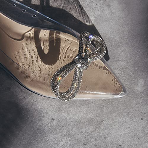 Women's Flats with Rhinestone Bow Pointed Toe Flats for Women Clear Flat3